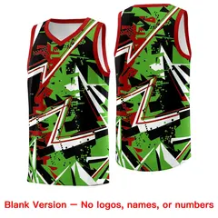 Light Green Red Abstract Graffiti Drapable Basketball Jersey 6