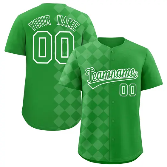 Light Green Rhombus Design Authentic Baseball Jersey