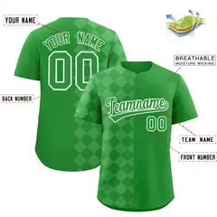 Light Green Rhombus Design Authentic Baseball Jersey 2