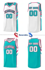 Light Green White Double Side Tops Basketball Jersey 4