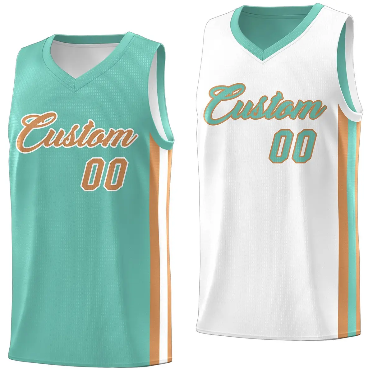 Light Green White Double Side Tops Basketball Jersey