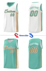 Light Green White Double Side Tops Basketball Jersey 4
