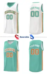 Light Green White Khaki Double Side Basketball Jersey 4