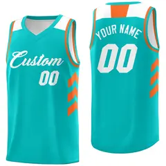 Light Green White-Orange Basketball Jersey