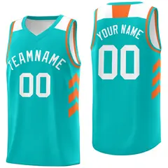 Light Green White-Orange Basketball Jersey 1