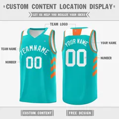 Light Green White-Orange Basketball Jersey 2