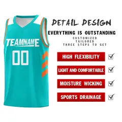 Men's Light Green White-Orange Classic Casual Basketball Jersey 4