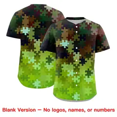 Light Green White Puzzle Elements Baseball Jersey 7