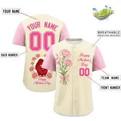 Light Khaki Light Pink Pink Mother's Day Baseball Jersey 2