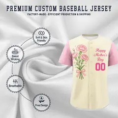 Light Khaki Light Pink Pink Mother's Day Baseball Jersey 3