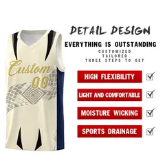 Light Khaki Navy Snake Scale Venomous Fang Graffiti Basketball Jersey 2