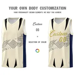 Light Khaki Navy Snake Scale Venomous Fang Graffiti Basketball Jersey 3