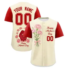 Light Khaki Red Mother's Day Baseball Jersey 1
