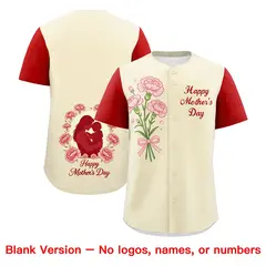 Light Khaki Red Mother's Day Baseball Jersey 7