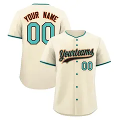 Light Khaki Teal Brown Stitched Baseball Jersey