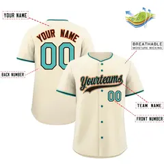 Light Khaki Teal Brown Baseball Jersey 2