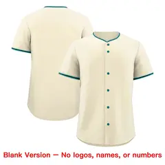 Light Khaki Teal Brown Baseball Jersey 8