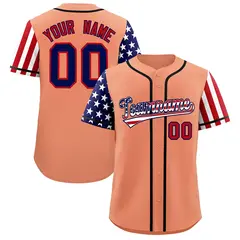 Light Orange American Flag Design Baseball Jersey 1