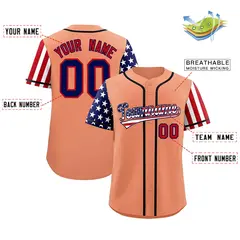 Light Orange American Flag Design Baseball Jersey 2