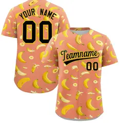 Light Orange Banana Graffiti Pattern Fashion Baseball Jersey 1