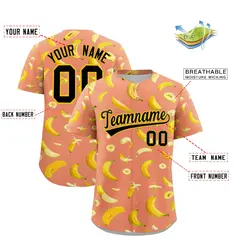 Light Orange Banana Graffiti Pattern Fashion Baseball Jersey 2