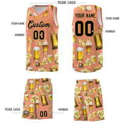 Light Orange Beer Bubble National Beer Day Basketball Jersey 3