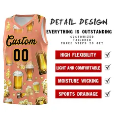 Light Orange Beer Bubble National Beer Day Basketball Jersey 5
