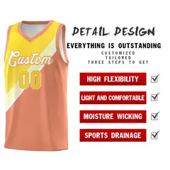 Light Orange Diagonal Stripes Color Block Basketball Jersey 2
