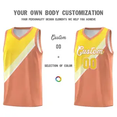 Light Orange Diagonal Stripes Color Block Basketball Jersey 3