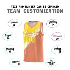 Light Orange Diagonal Stripes Color Block Basketball Jersey 4