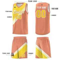 Light Orange Diagonal Stripes Color Block Basketball Jersey 5