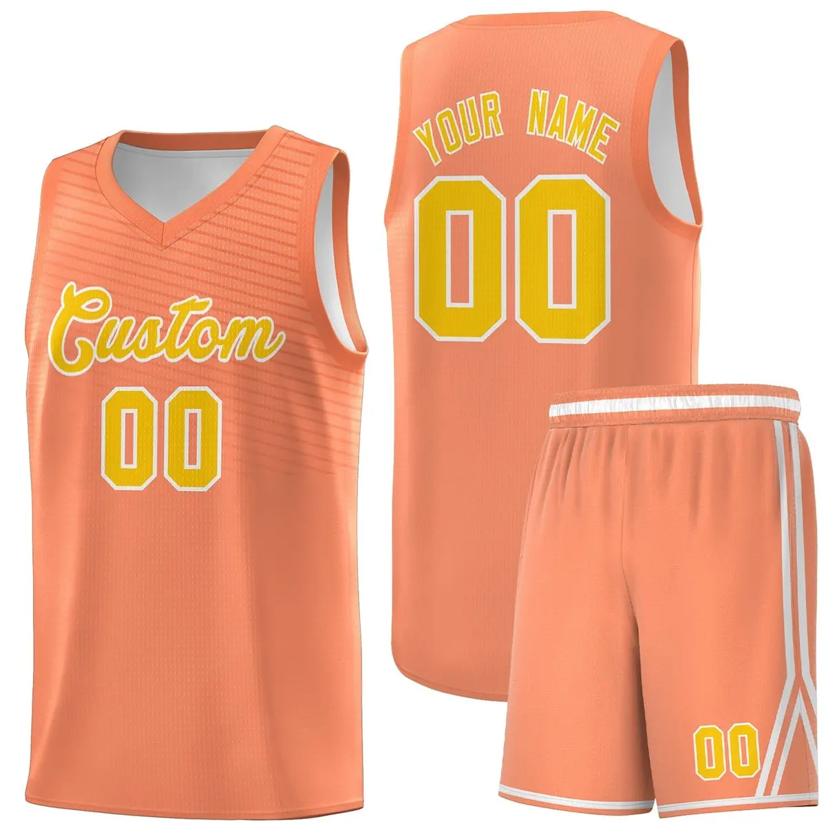 Light Orange Gold Chest Slash Pattern Basketball Jersey