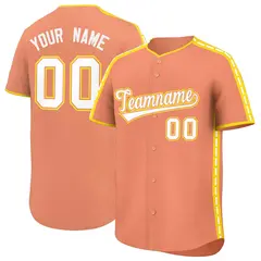 Light Orange Gold Color Block Dotted Side Baseball Jersey 1
