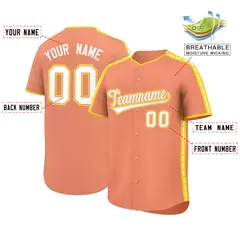 Light Orange Gold Color Block Dotted Side Baseball Jersey 2