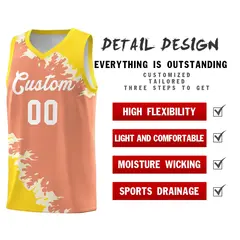 Light Orange Gold-Cream Sparkle Print Basketball Kits 2