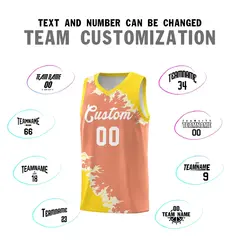 Light Orange Gold-Cream Sparkle Print Basketball Kits 4