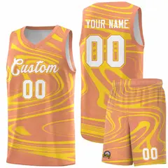 Light Orange Gold Graffiti Fluids Basketball Jersey Sets 1