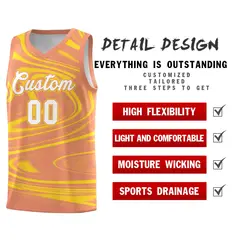 Light Orange Gold Graffiti Fluids Basketball Jersey Sets 2