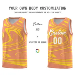 Light Orange Gold Graffiti Fluids Basketball Jersey Sets 3