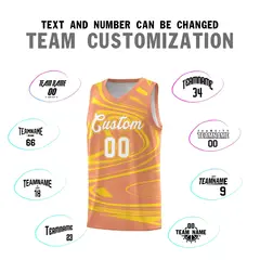Light Orange Gold Graffiti Fluids Basketball Jersey Sets 4