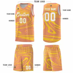 Light Orange Gold Graffiti Fluids Basketball Jersey Sets 5
