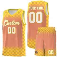 Light Orange Gold Plaid Basketball Jersey for Teams 1