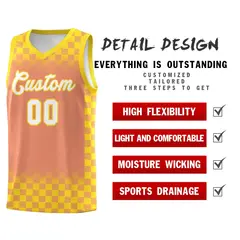 Light Orange Gold Plaid Basketball Jersey for Teams 2