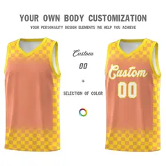 Light Orange Gold Plaid Basketball Jersey for Teams 3