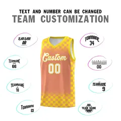 Light Orange Gold Plaid Basketball Jersey for Teams 4