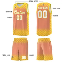 Light Orange Gold Plaid Basketball Jersey for Teams 5