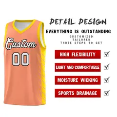 Light Orange Gold Side Symmetrical Line Pattern Basketball Jersey 2