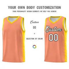 Light Orange Gold Side Symmetrical Line Pattern Basketball Jersey 3