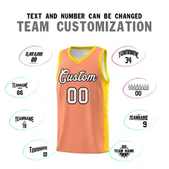 Light Orange Gold Side Symmetrical Line Pattern Basketball Jersey 4