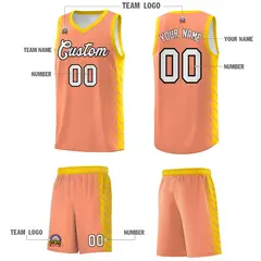 Light Orange Gold Side Symmetrical Line Pattern Basketball Jersey 5